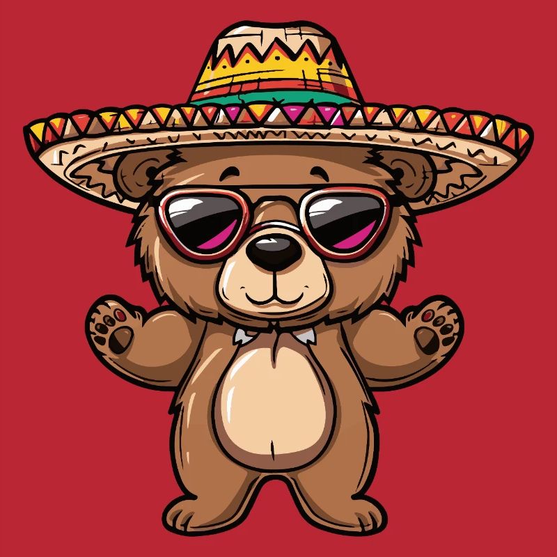 Bear Comic Funny Sombrero