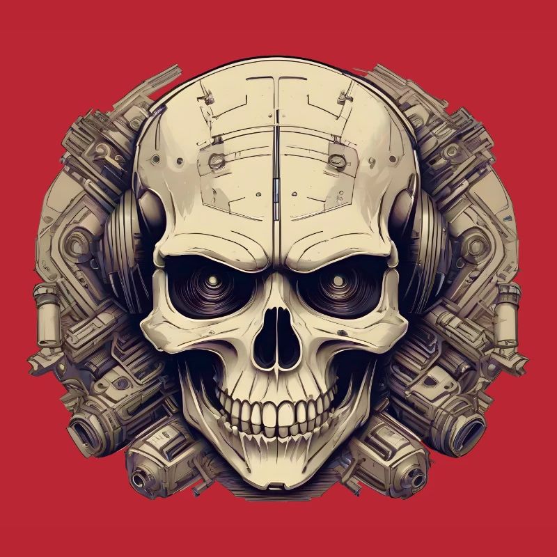 Bionic Schädel - Comic-Stil Logo