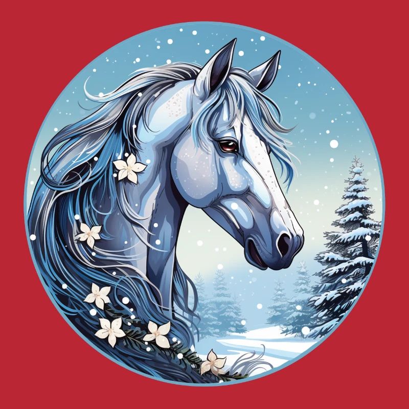 Pferd mit Schneeflocken