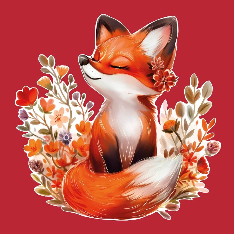 Fox with flowers
