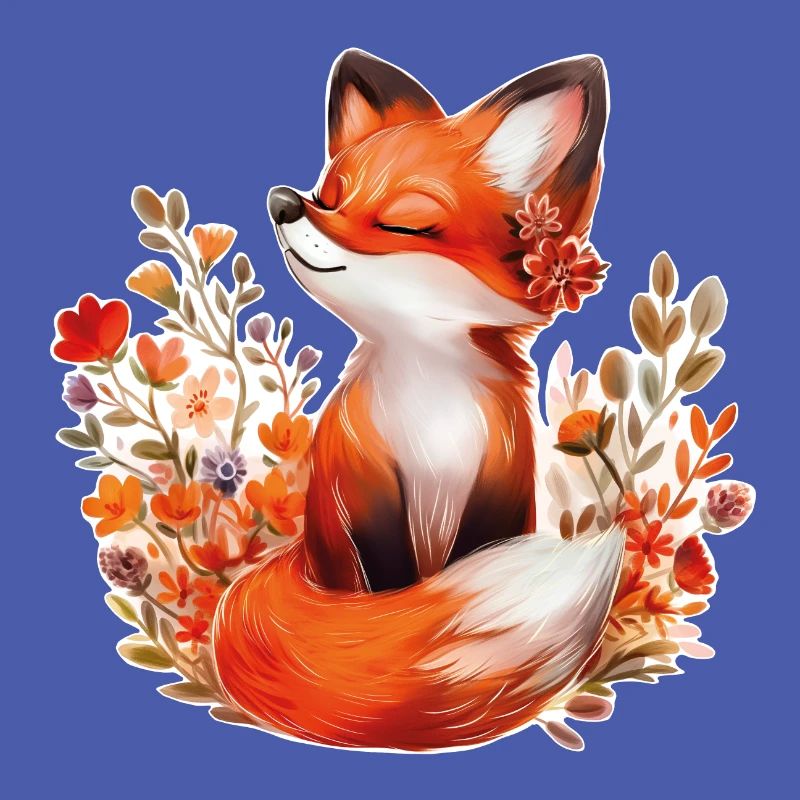 Fox with flowers