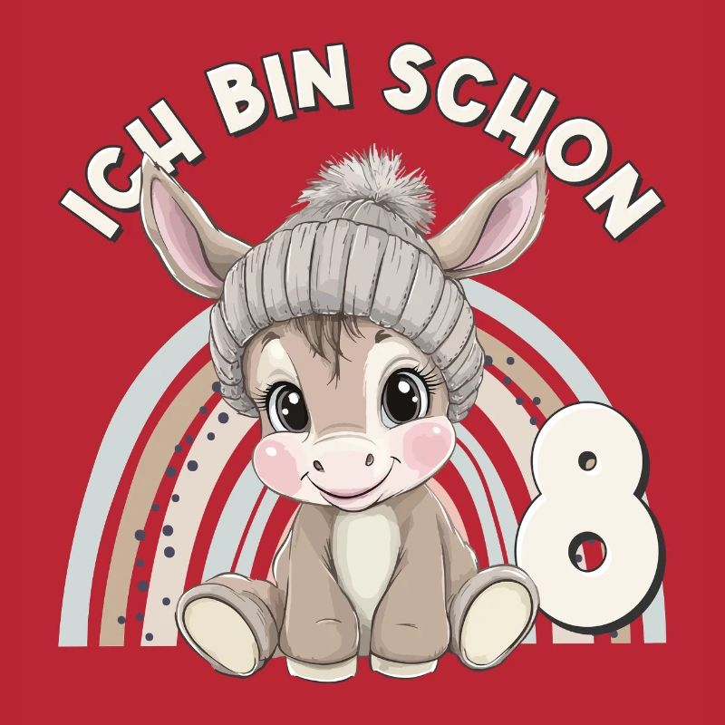 8. Geburtstag Esel Regenbogen Süß Niedlich