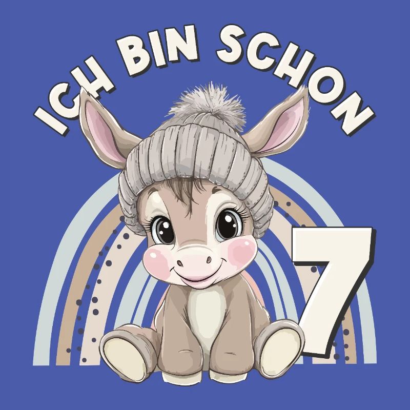 7. Geburtstag Esel Regenbogen Süß Niedlich