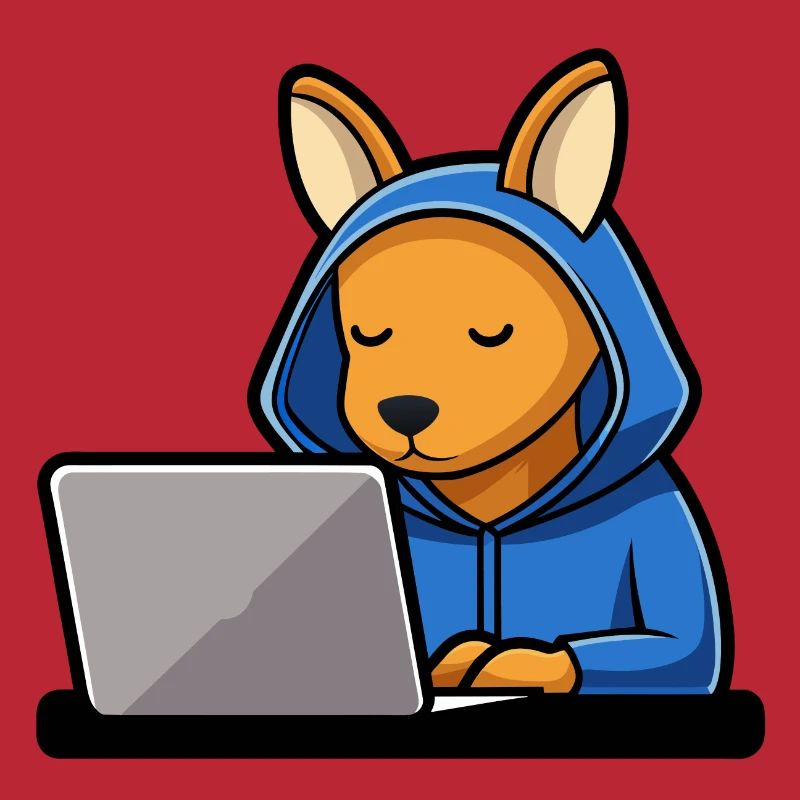 Mignon hacker kangourou en sweat à capuche devant PC