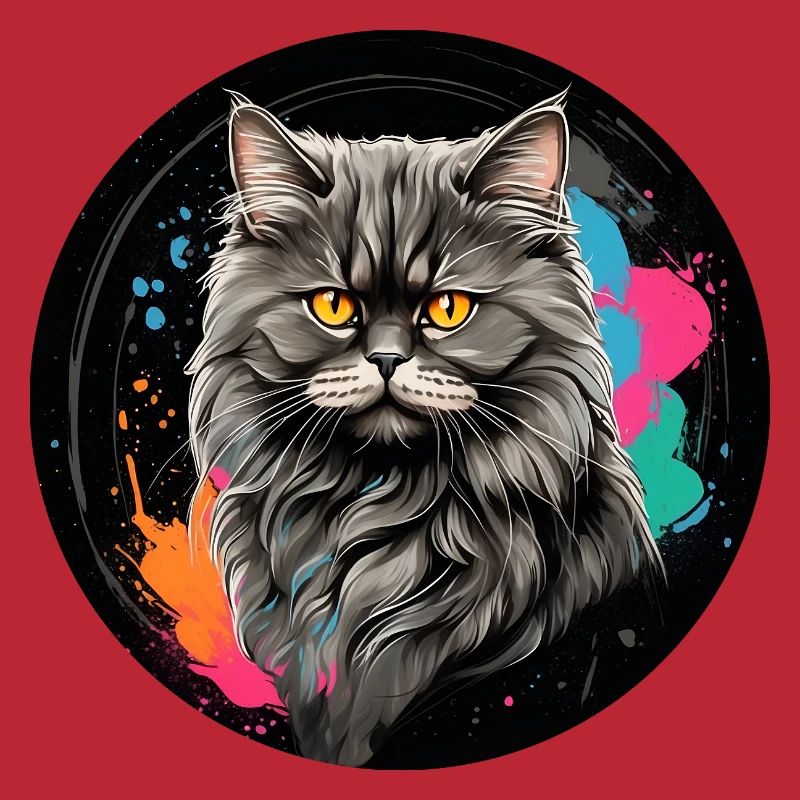 Portrait mignon de chat persan avec des éclaboussures de couleur