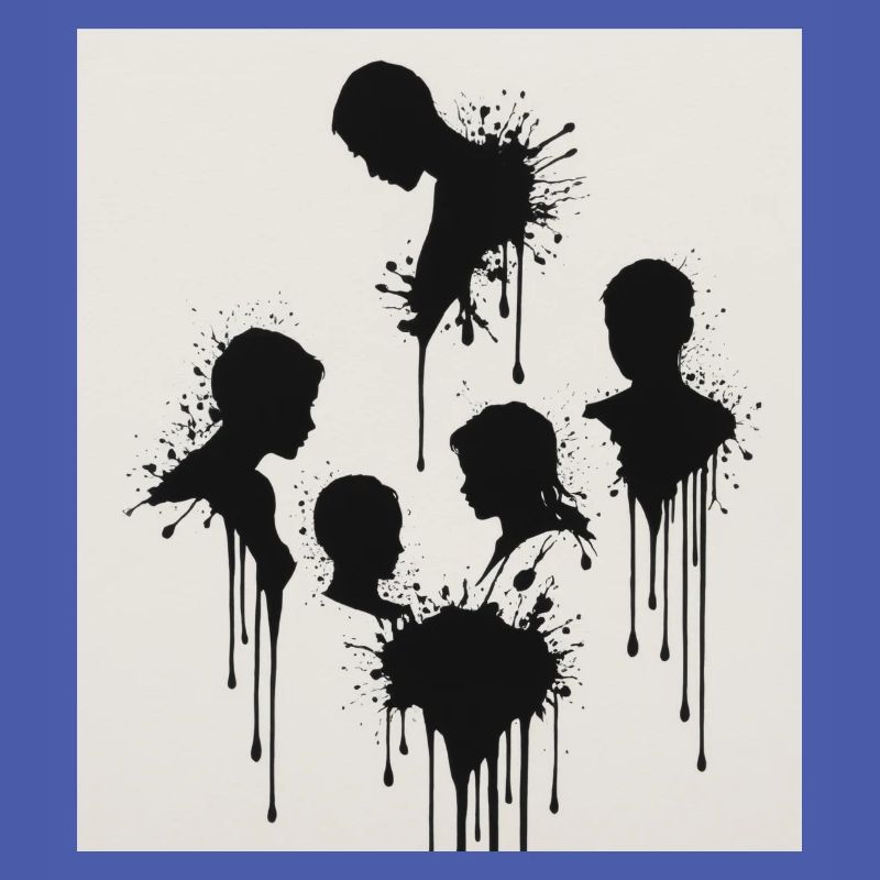Schwarze Silhouetten mit Farbspritzer-Effekt