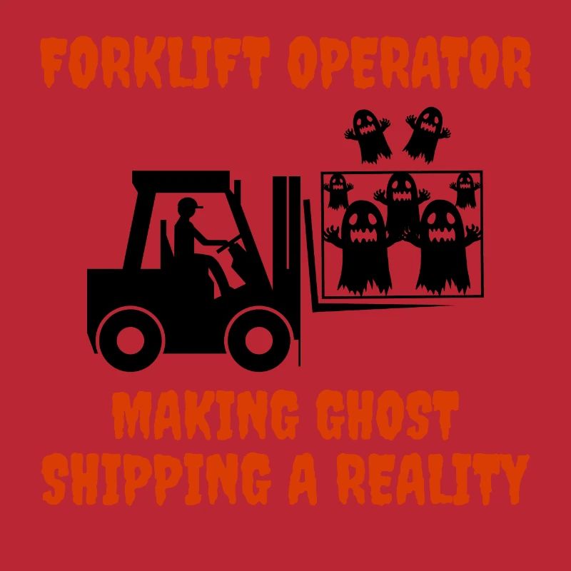 Halloween Ghosts Forklift Operator Heavy Equipment