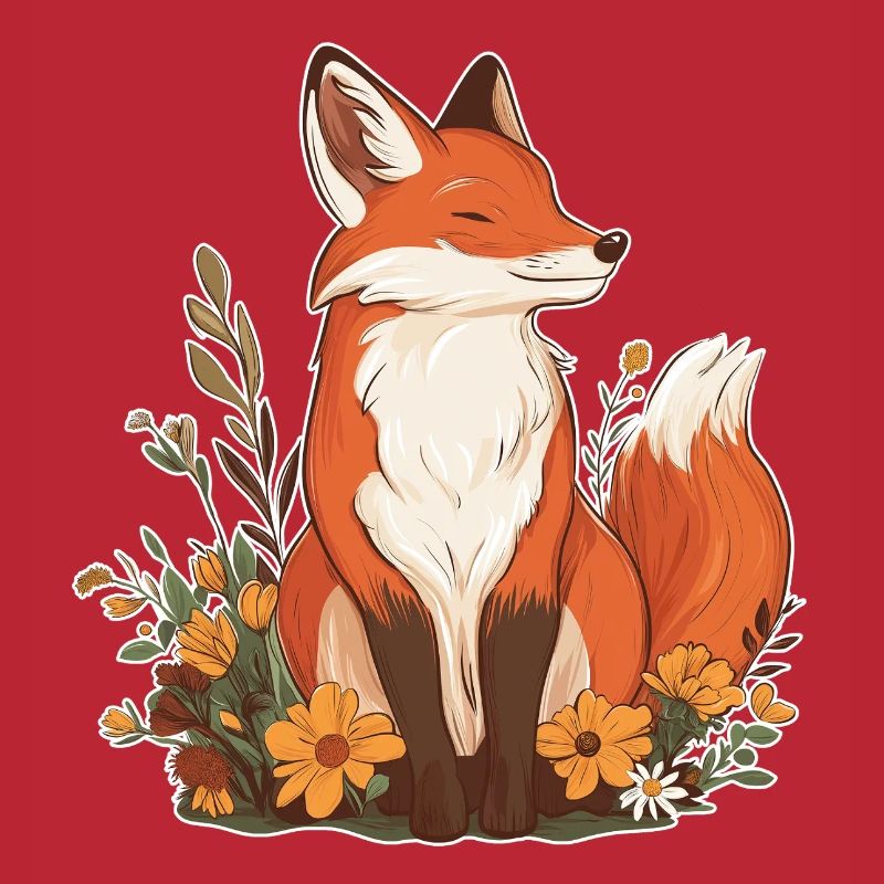 Fox with flowers