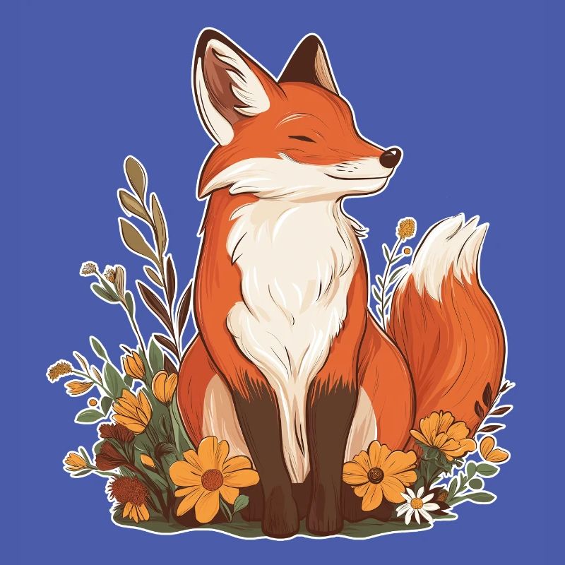 Fox with flowers