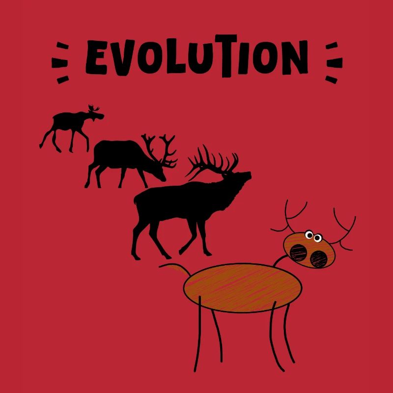Die Evolution der Hirsche – Lustige Stadien der Evolution.