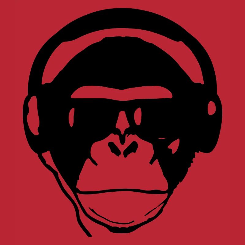 Affe mit Kopfhörer und Sonnenbrille Musik Monkey