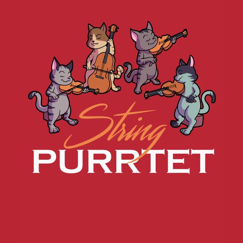 String Purrtet Cat Playing Violin Cello Kitty Clas