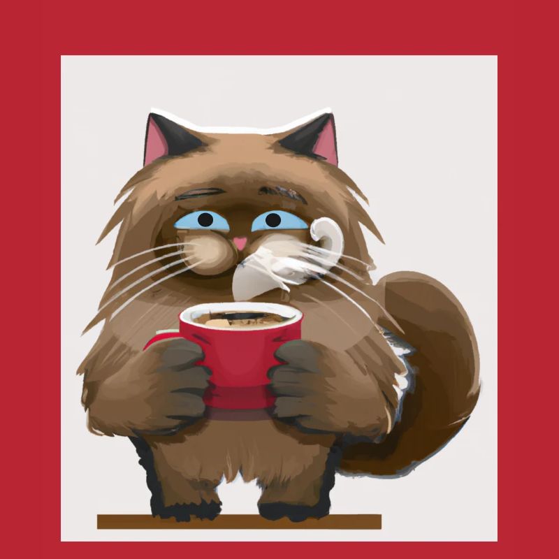 Chat mignon buvant du café