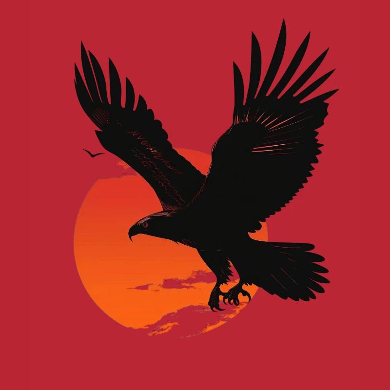 Powerful eagle in sunset