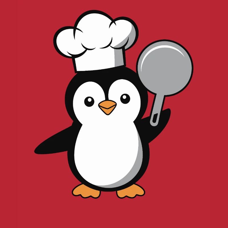 Cooking Penguin with Pan for Kitchen Lovers