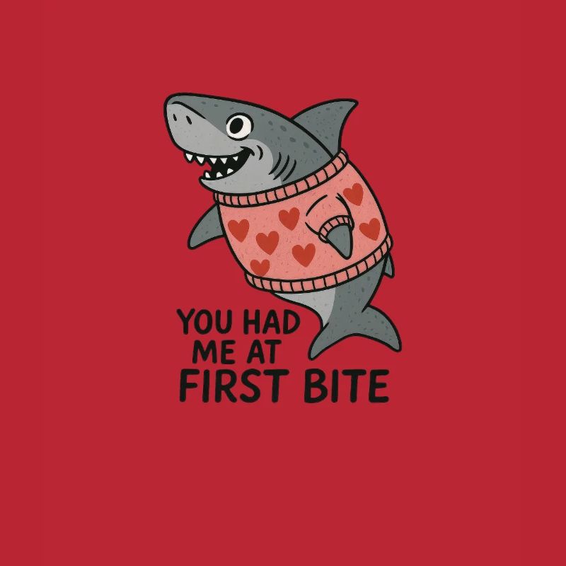 Requin qui rit avec pull en forme de cœur – Vous m’avez eu à