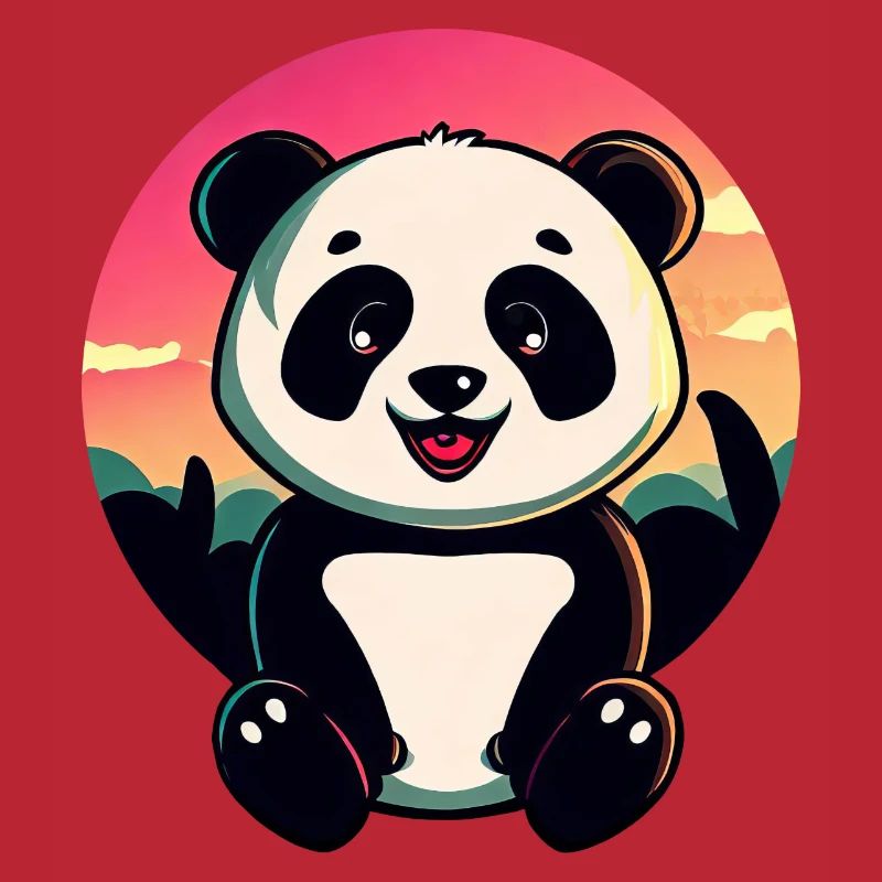 Cute Panda Sunset Design