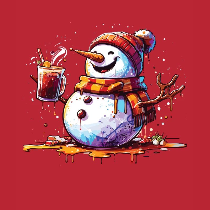 Snowman melts drinks mulled wine Christmas