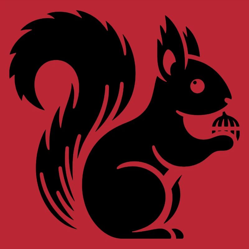 Minimalist Squirrel Silhouette with Nut