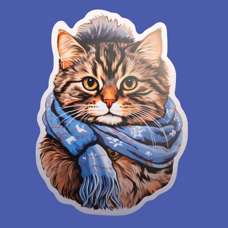 Chat d’hiver avec écharpe