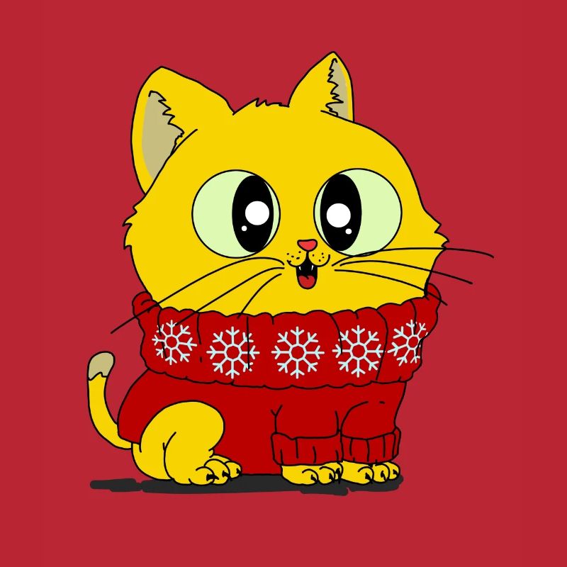 Fluffy kitten in fluffy pullover shirt