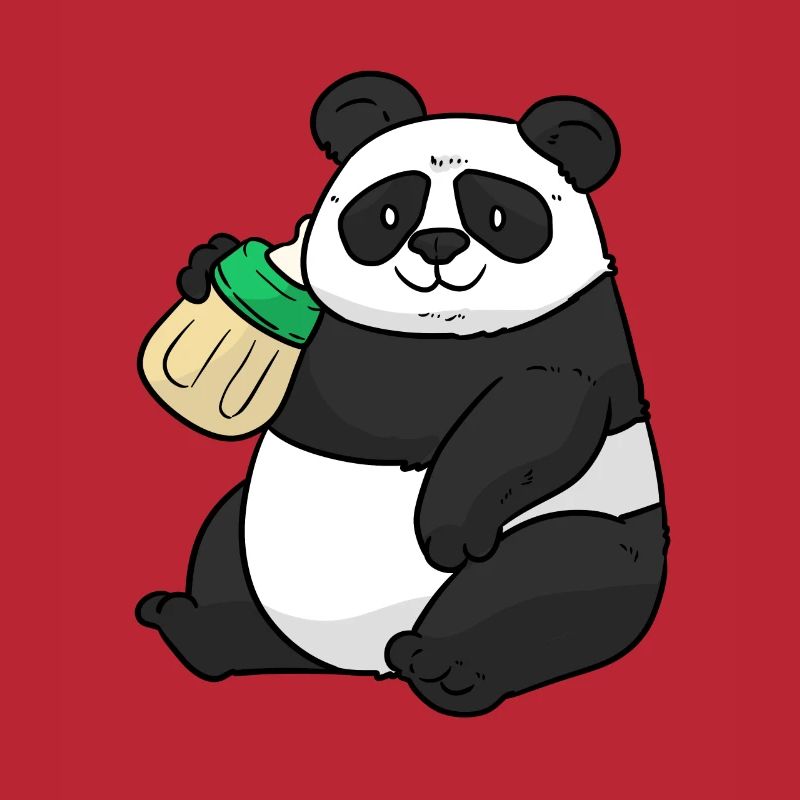 Bébé panda avec bouteille d'eau