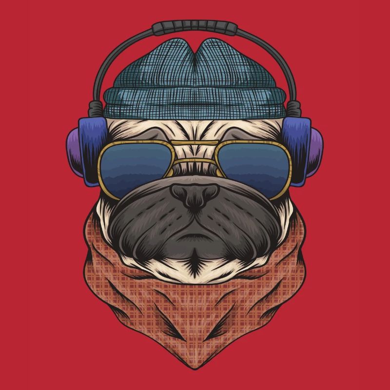 Cooler Mops DJ mit Kopfhörergeschenk für DJs oder Mops