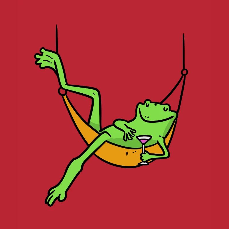 Frog is chilling on the hammock