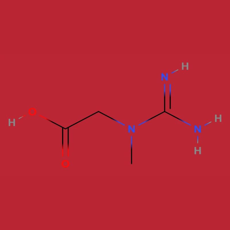 Molécule de créatine - Formule structurale colorée