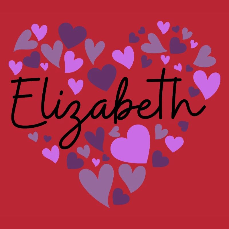 Conception du nom Elizabeth avec Hea violet en forme de cœur