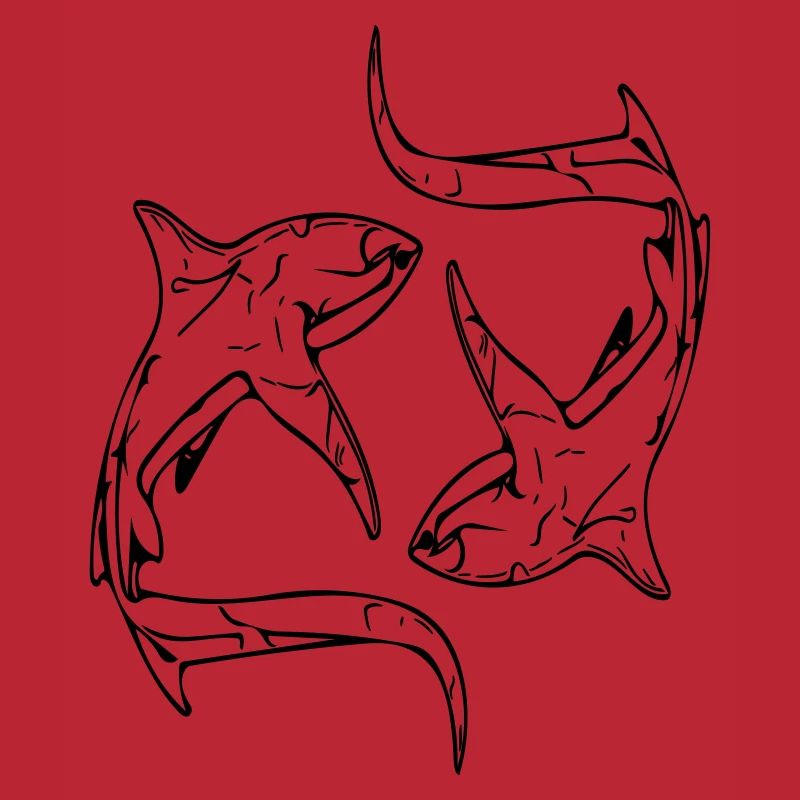 Requins renards élégants en cercle
