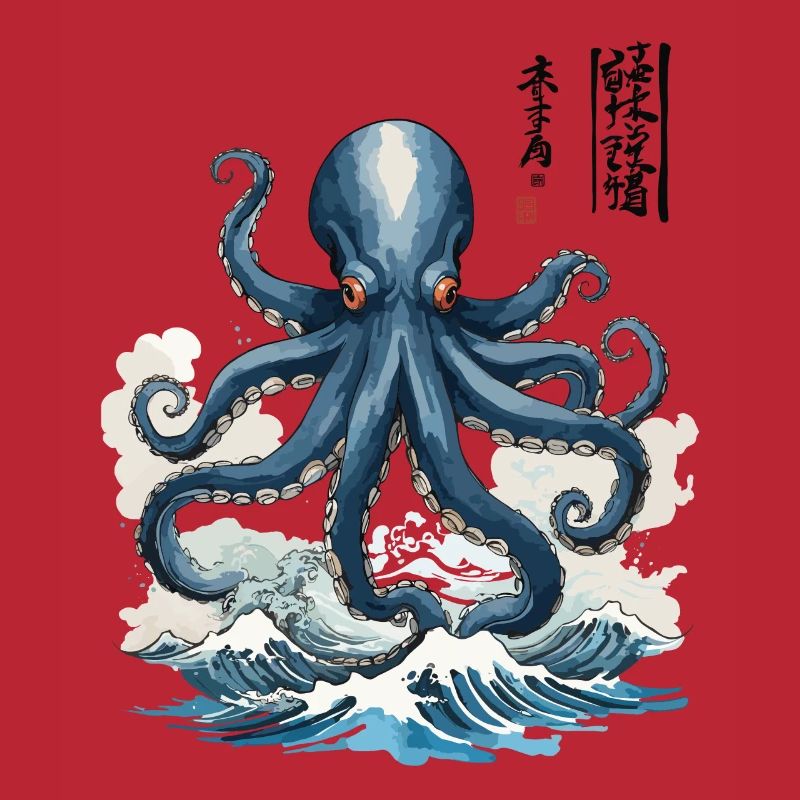 Japanese Ukiyo-E Octopus Sea Artwork