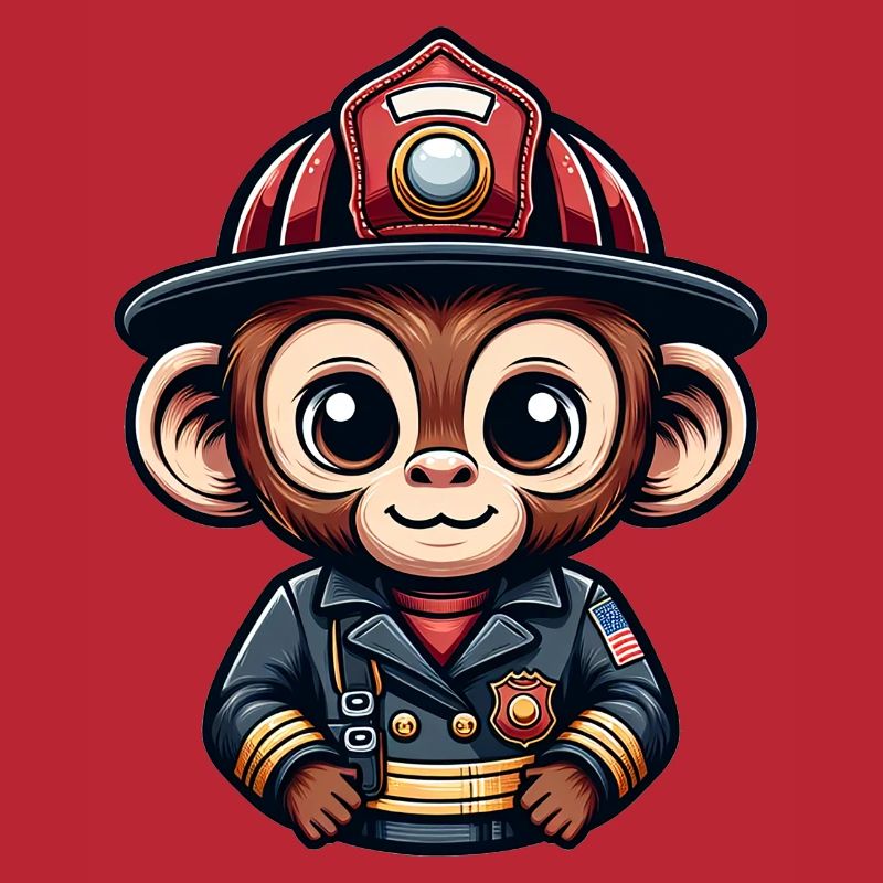 Cute Monkey Firefighter