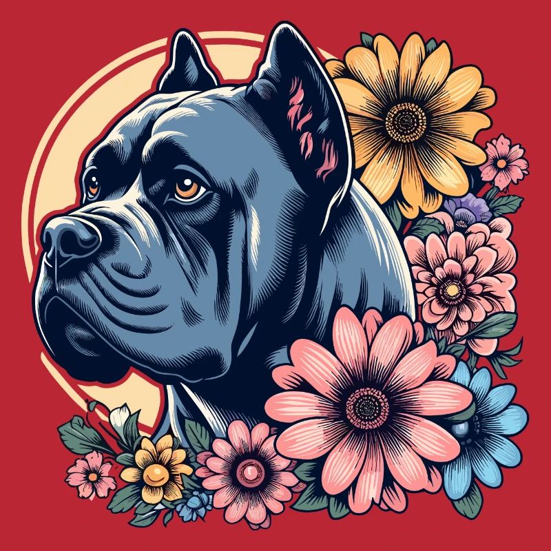 Cane Corso Retro Pastel Fleurs