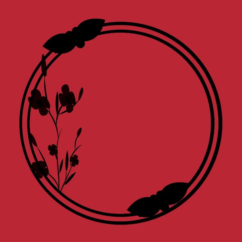 Spring Frame Circle in Black Flowers