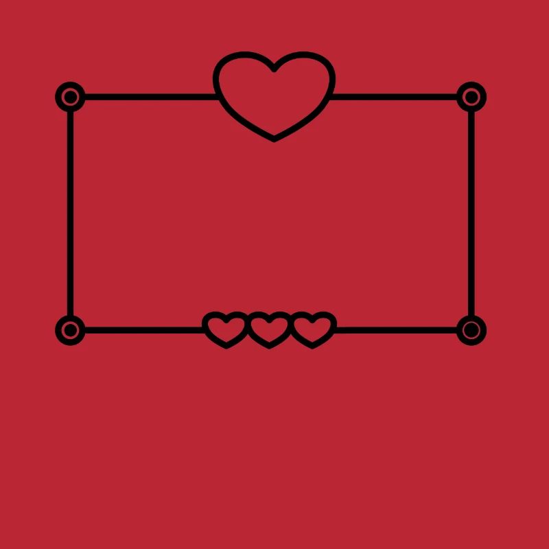 Black Heart Frame Rectangular Shape