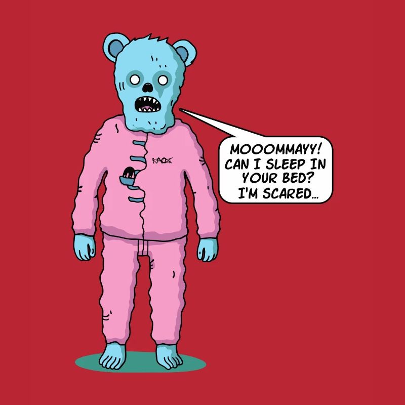Cute zombie bear doesn't sleep, needs mom