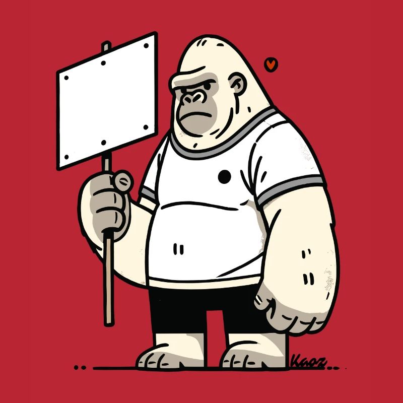 Gorilla with an empty sign: Your text here