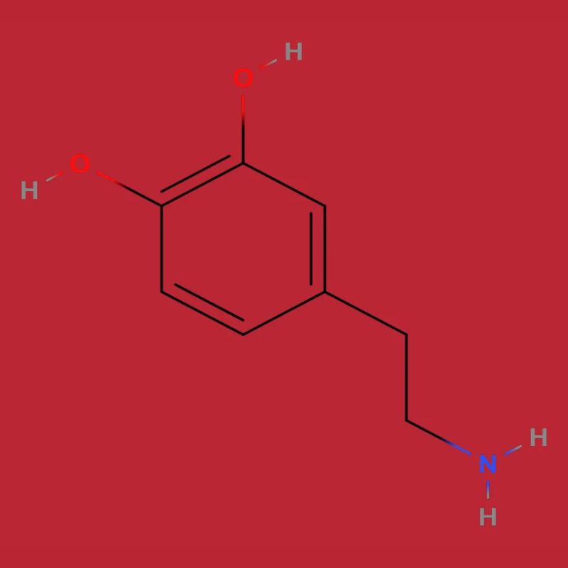 Dopamine Molecule - Colored Structural Formula