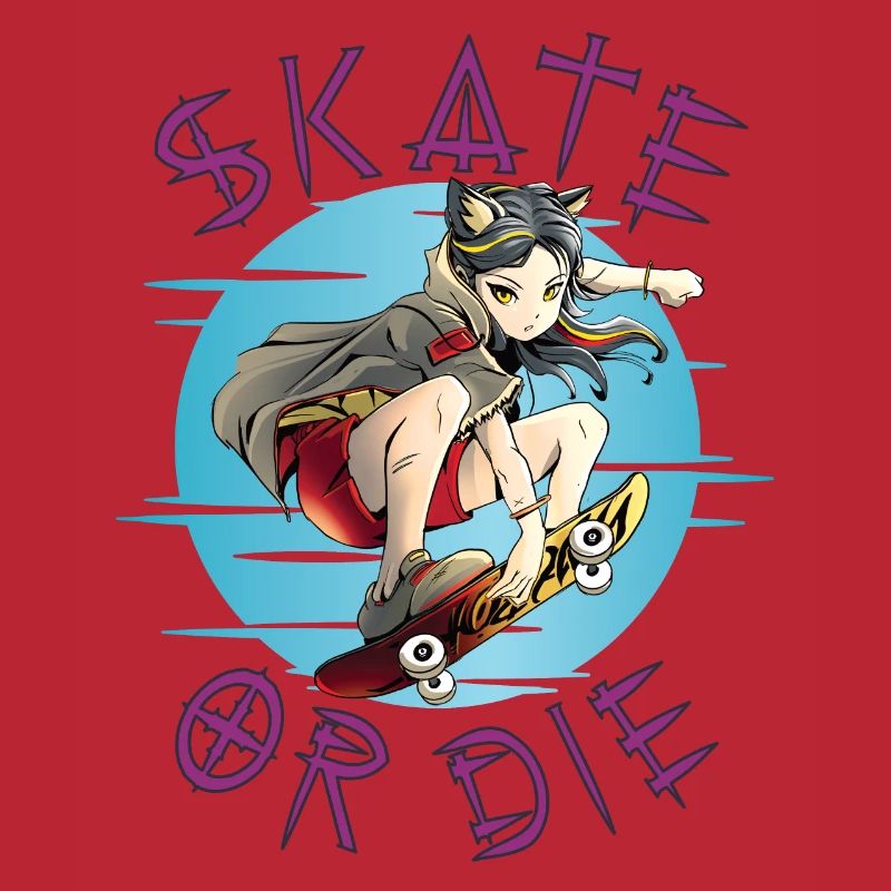 Skate oder stirb Skateboarder Anime Mädchen