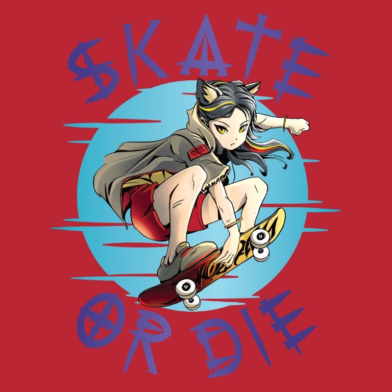 Skate oder stirb Skateboarder Anime Mädchen
