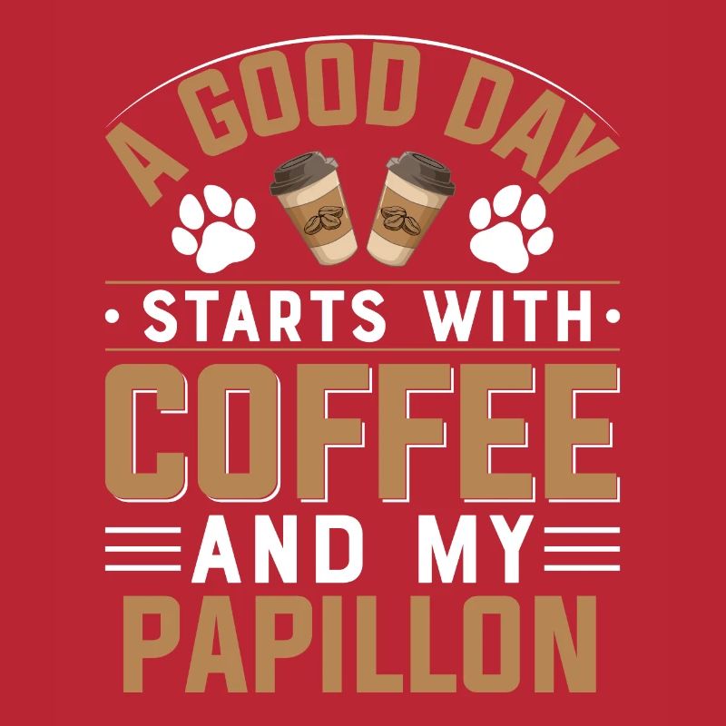 Continental Dwarf Spaniel Papillon Drinking Coffee