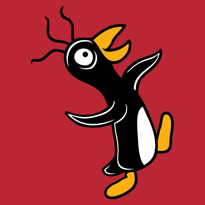 Crazy penguin runs stupid looks stupid silly