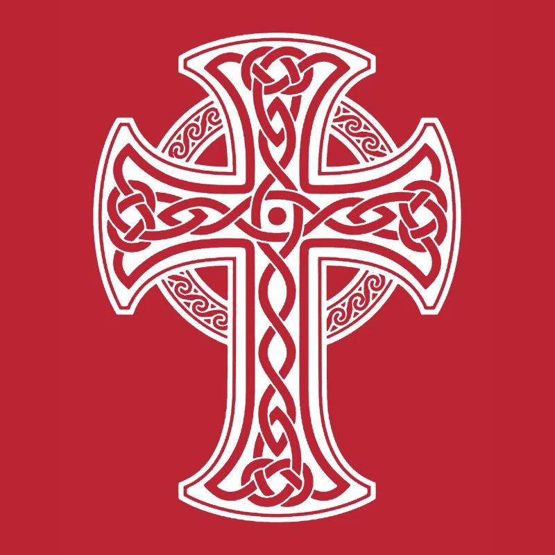 White Celtic cross with circular braid