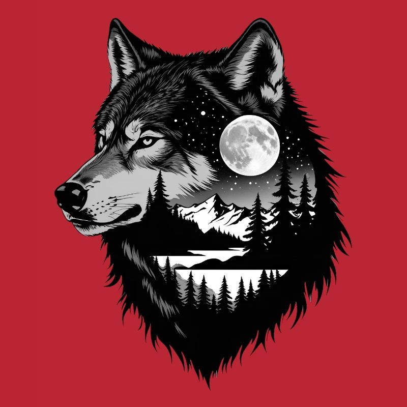 Black Wolf Wolf Portrait. Wolf design