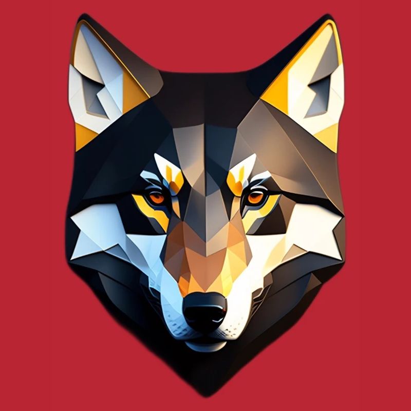 Low Poly Wolf Face Design