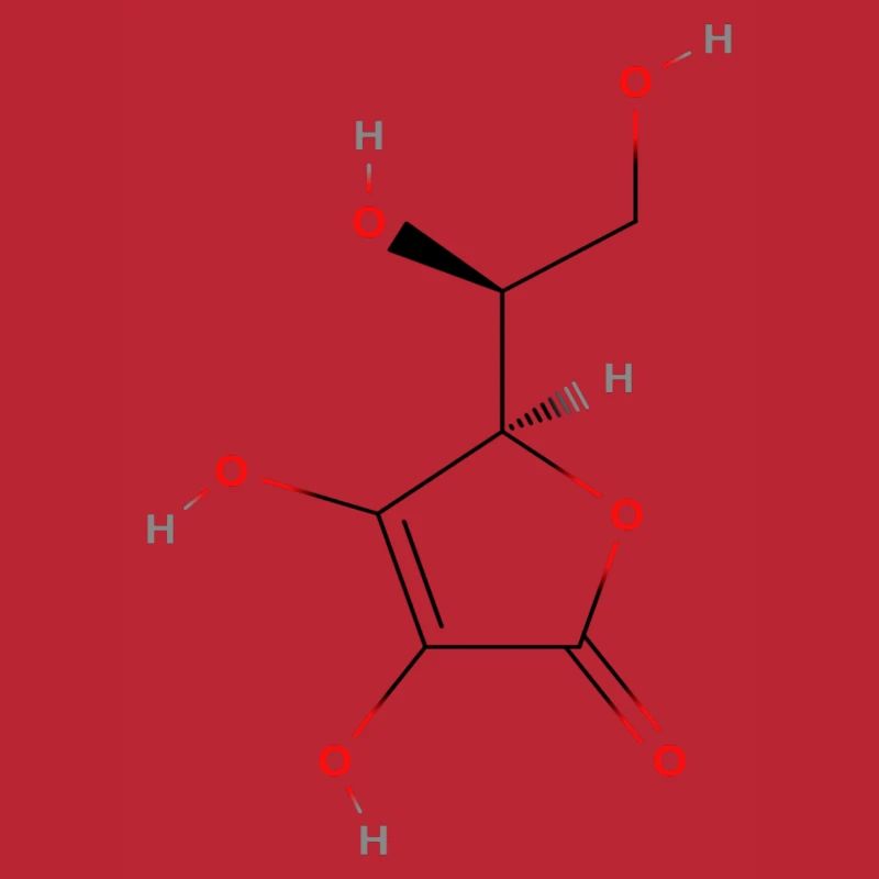 Molécule de vitamine C - Formule structurale colorée