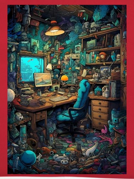 Wohnraum eines Computer Nerds