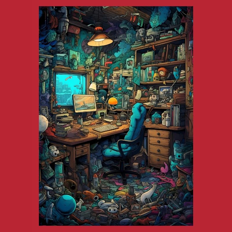 Wohnraum eines Computer Nerds