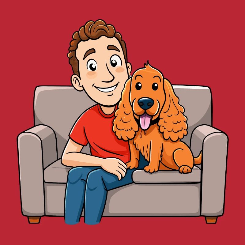 Loving Cocker Spaniel Cuddling on Couch